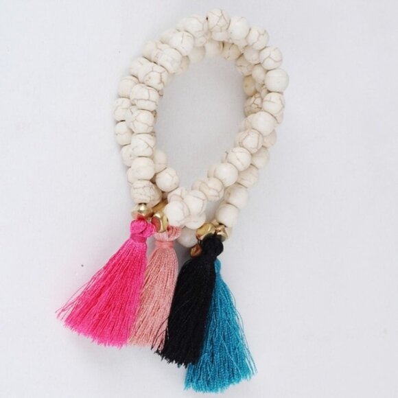White Turquoise Tassel Bracelet 2 for $15 - Picture 1 of 4